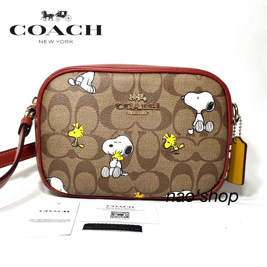 【新品】COACH スヌーピー ミニ ジェイミー ショルダーバッグ シグネチャーcoachクロスボディ