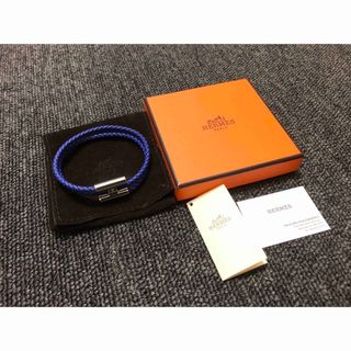 エルメス(Hermes)の【入手困難】HERMESエルメス レザーブレスレット トゥルニ トレッセ ブルー(ブレスレット/バングル)