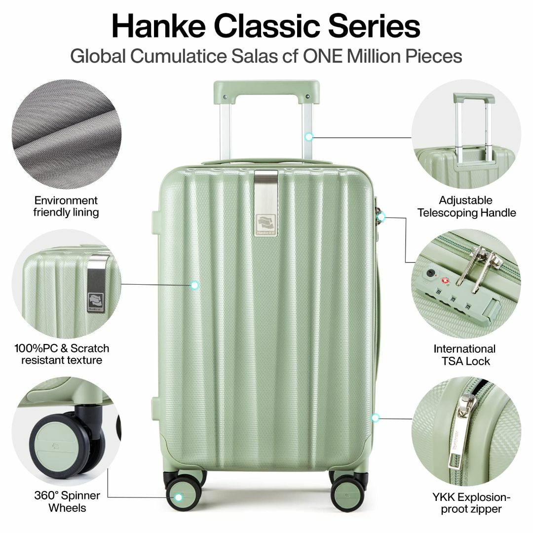 Hanke] スーツケース キャリーケース 機内持ち込み キャリーケース 超軽