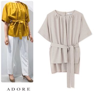 アドーア(ADORE)の◆幻◆ 希少新品 定価3万円 ADORE リネン風リボンベルト付きブラウス(シャツ/ブラウス(半袖/袖なし))