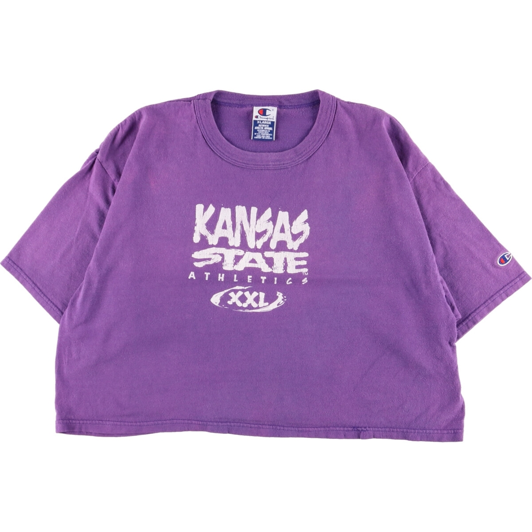 Champion(チャンピオン)の古着 チャンピオン Champion KANSAS STATE カットオフ カレッジTシャツ メンズXL /eaa358326 メンズのトップス(Tシャツ/カットソー(半袖/袖なし))の商品写真