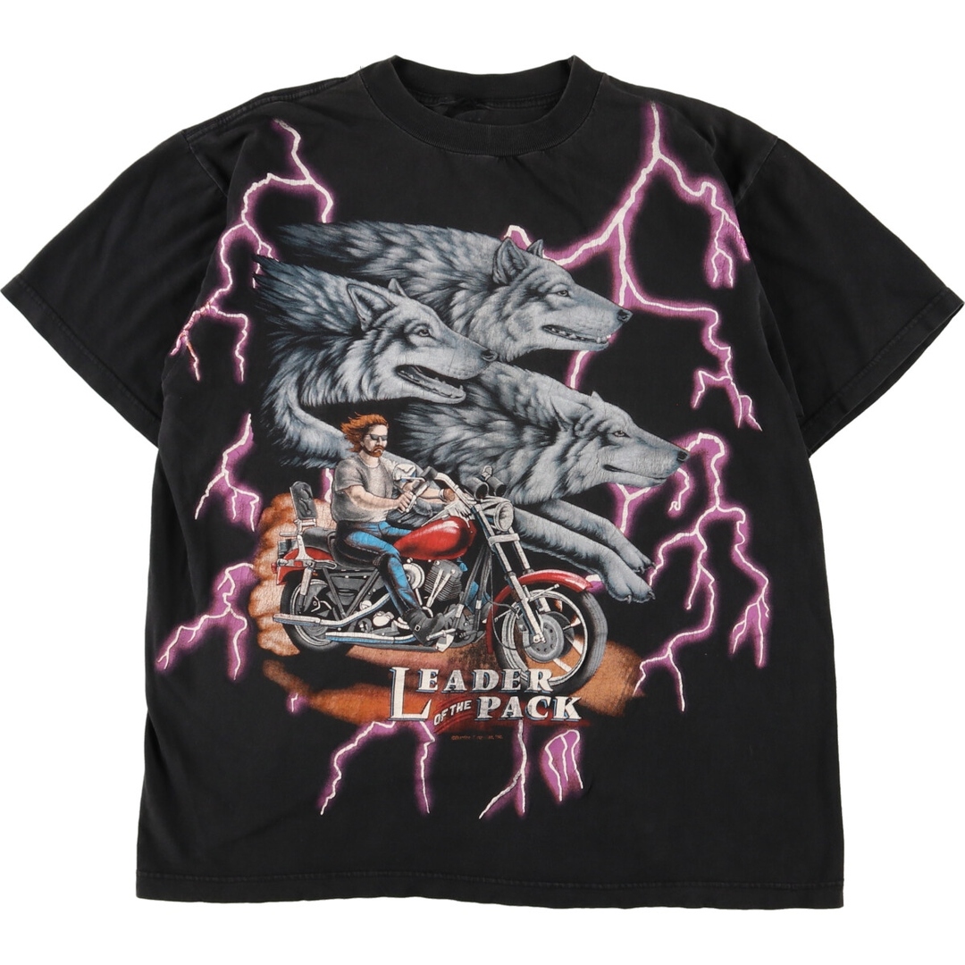 AMERICAN THUNDER オオカミ柄 両面プリント プリントTシャツ メンズL /eaa357956