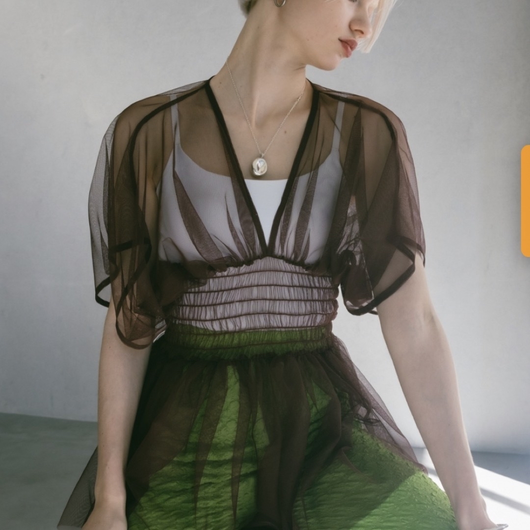 Marte(マルテ)のsahara Gather Tulle Top チュールギャザートップス レディースのトップス(シャツ/ブラウス(半袖/袖なし))の商品写真