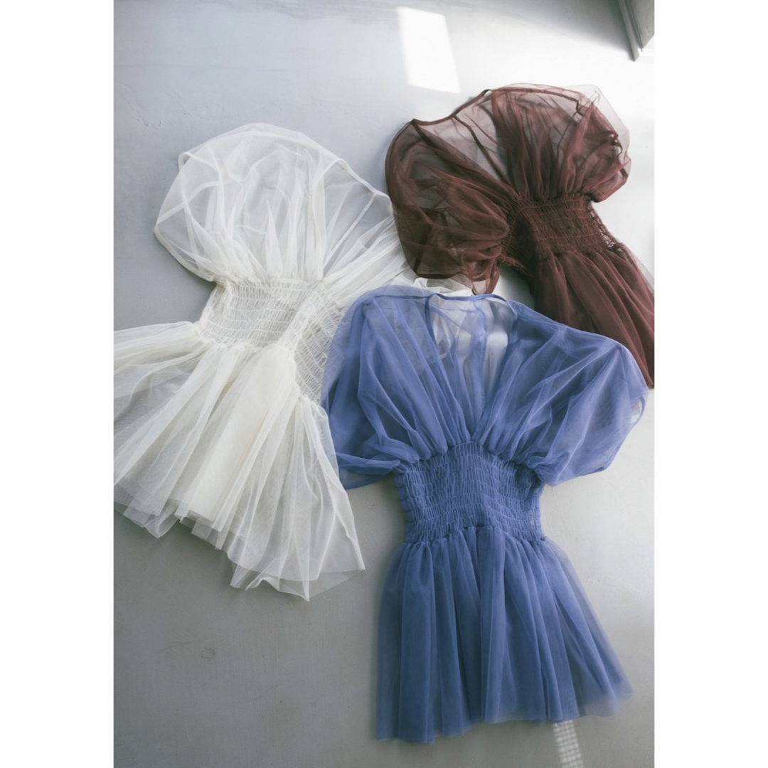 Marte(マルテ)のsahara Gather Tulle Top チュールギャザートップス レディースのトップス(シャツ/ブラウス(半袖/袖なし))の商品写真