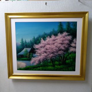 肉質油絵　横　特寸法　桜　額装仕上げ品(絵画/タペストリー)