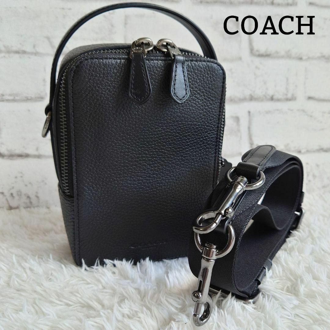 COACH - 美品 コーチ 2way ショルダーバッグ 黒 レザー トップハンドル ...