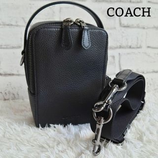 コーチ(COACH)の美品 コーチ 2way ショルダーバッグ 黒 レザー トップハンドル 斜め掛け(ショルダーバッグ)