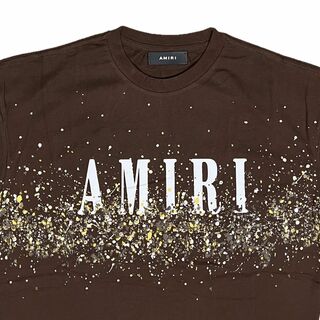 AMIRI アミリ イエローペイント ブリーチ 半袖 Tシャツ ブラウン M