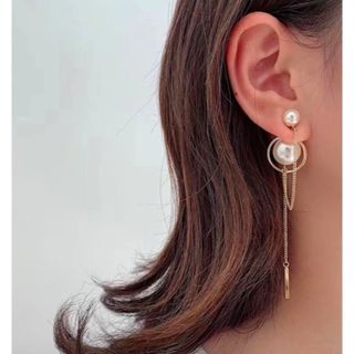 キャッチパール　ピアス　ゴールド(ピアス)