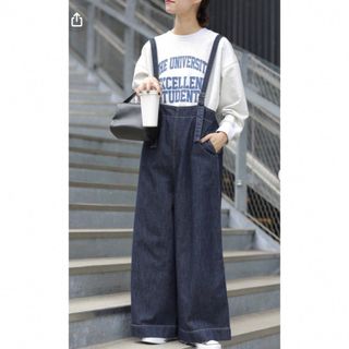 チャオパニックティピー(CIAOPANIC TYPY)の【新品未使用】  TYPYDENIMサス付きワイドパンツ　　ネイビー(サロペット/オーバーオール)