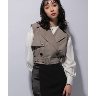 大人女性の HARE (黒) バックプリーツシアージレ ベスト/ジレ - lotnet.com