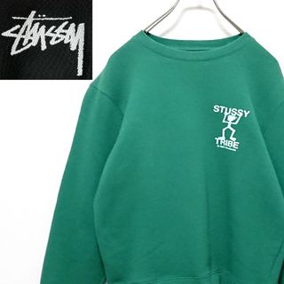 STUSSY ステューシー　プリントスウェット　XL グリーン系