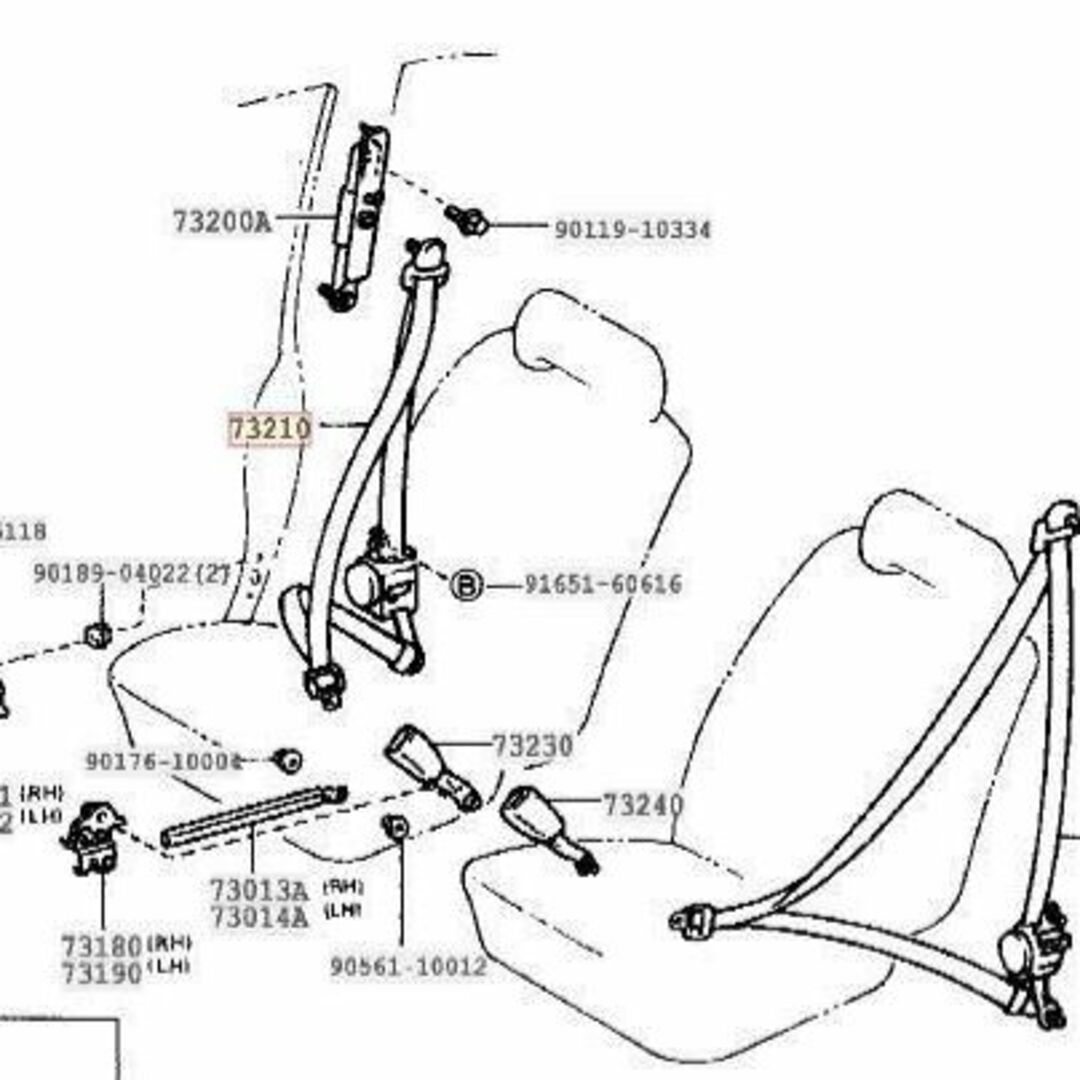 自動車/バイクトヨタ 純正 MR2 SW20  フロント シートベルト RH 右側