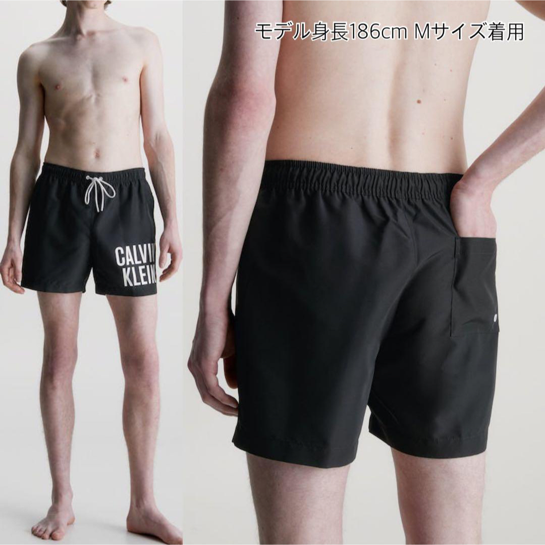 L カルバンクライン メンズ 水着 ハーフパンツ ロゴ 黒 CalvinKlei