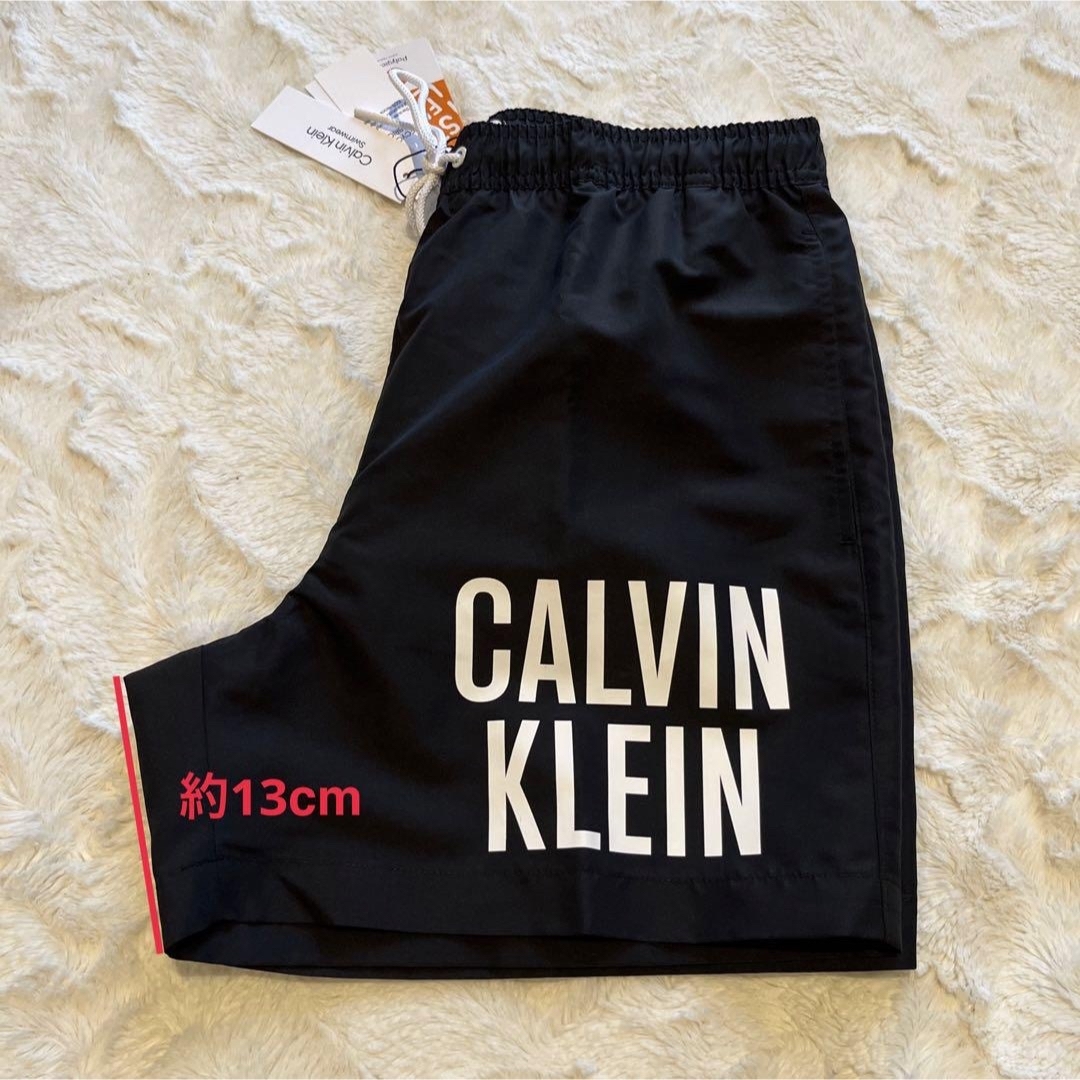 L カルバンクライン メンズ 水着 ハーフパンツ ロゴ 黒 CalvinKlei