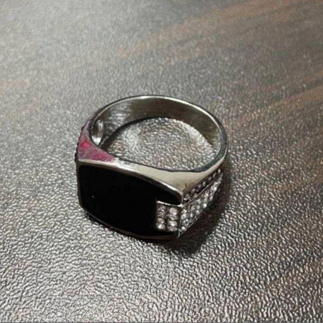 【SALE】リング メンズ シルバーリング ジルコニア ブラック 指輪 20号 メンズのアクセサリー(リング(指輪))の商品写真