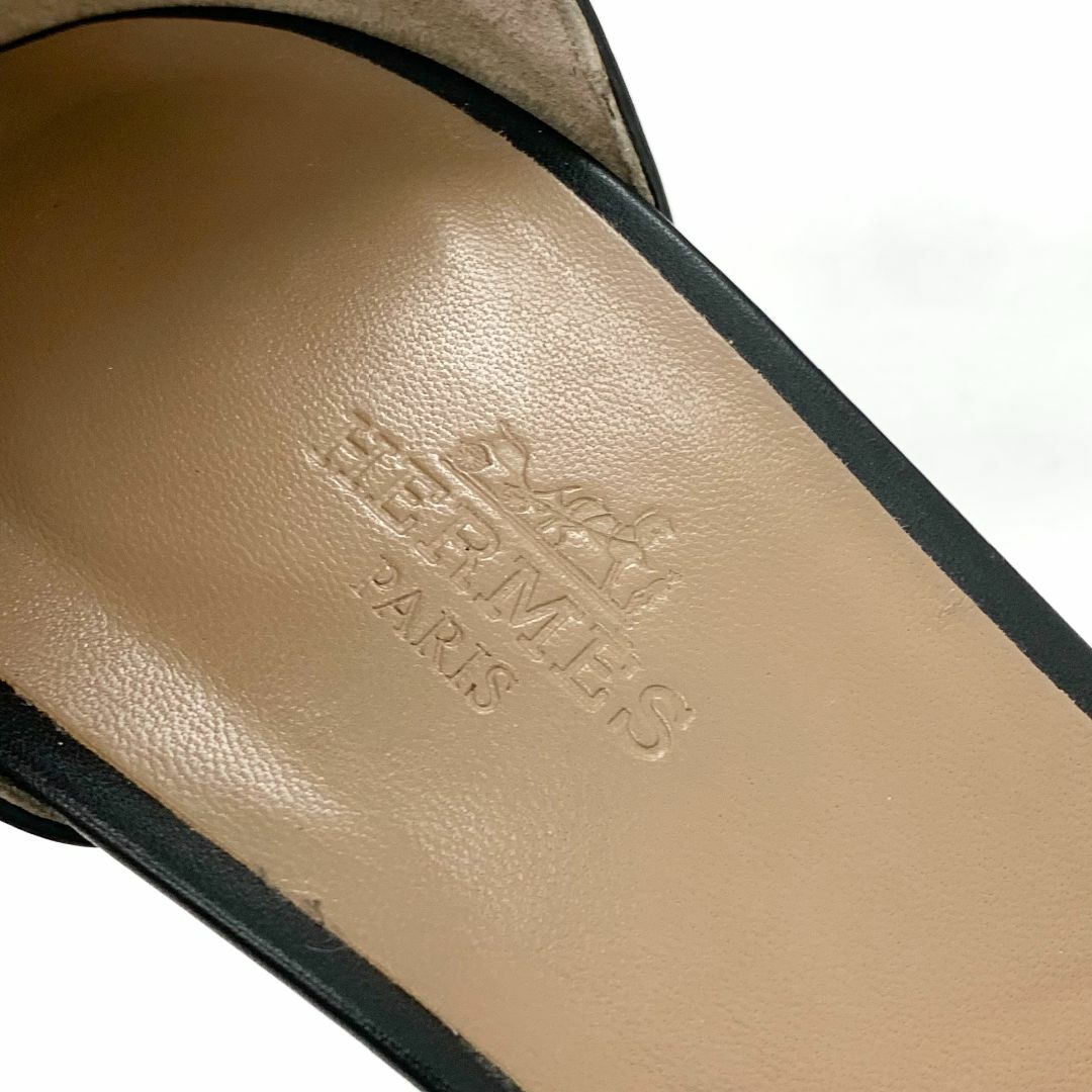 Hermes(エルメス)の7366 エルメス レジェンド レザー ウェッジソール サンダル ブラック レディースの靴/シューズ(サンダル)の商品写真