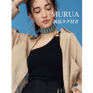 ムルーア(MURUA)の【新品未使用】MURUA ワンショルダー　クロップド　タンクトップ　ブラック　黒(タンクトップ)