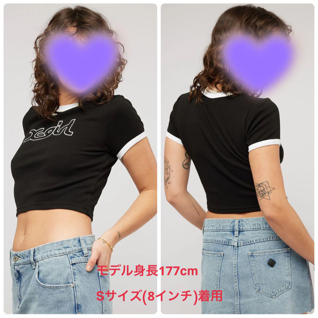 X-girl(エックスガール)のS エックスガール ロゴ tシャツ ブラック クロップド 新品 海外モデル レディースのトップス(Tシャツ(半袖/袖なし))の商品写真