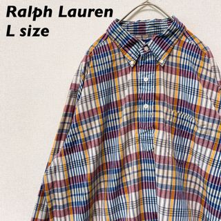 ラルフローレン(Ralph Lauren)のラルフローレン　長袖シャツ　ボタンダウン　チェック　ポニーロゴ　男女兼用　L(シャツ)