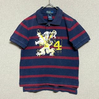 ポロラルフローレン(POLO RALPH LAUREN)のポロラルフローレン キッズ【100相当】ポロシャツ 綿100% ボーダー 紺赤系(Tシャツ/カットソー)