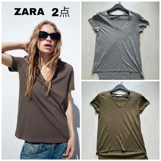 ザラ(ZARA)のZara  ザラ ＶネックT シャツ 2点(Tシャツ(半袖/袖なし))