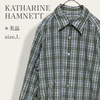 キャサリンハムネット(KATHARINE HAMNETT)の【美品】　キャサリンハムネット　チェック柄ボタンダウンシャツ　ヴィンテージ　L(シャツ)