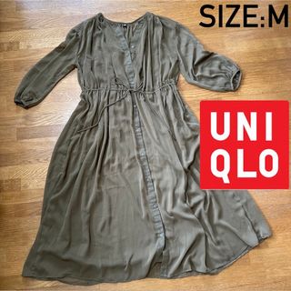 ユニクロ(UNIQLO)の★極美品★ ユニクロ ペチコート付き ワンピース Mサイズ(ロングワンピース/マキシワンピース)