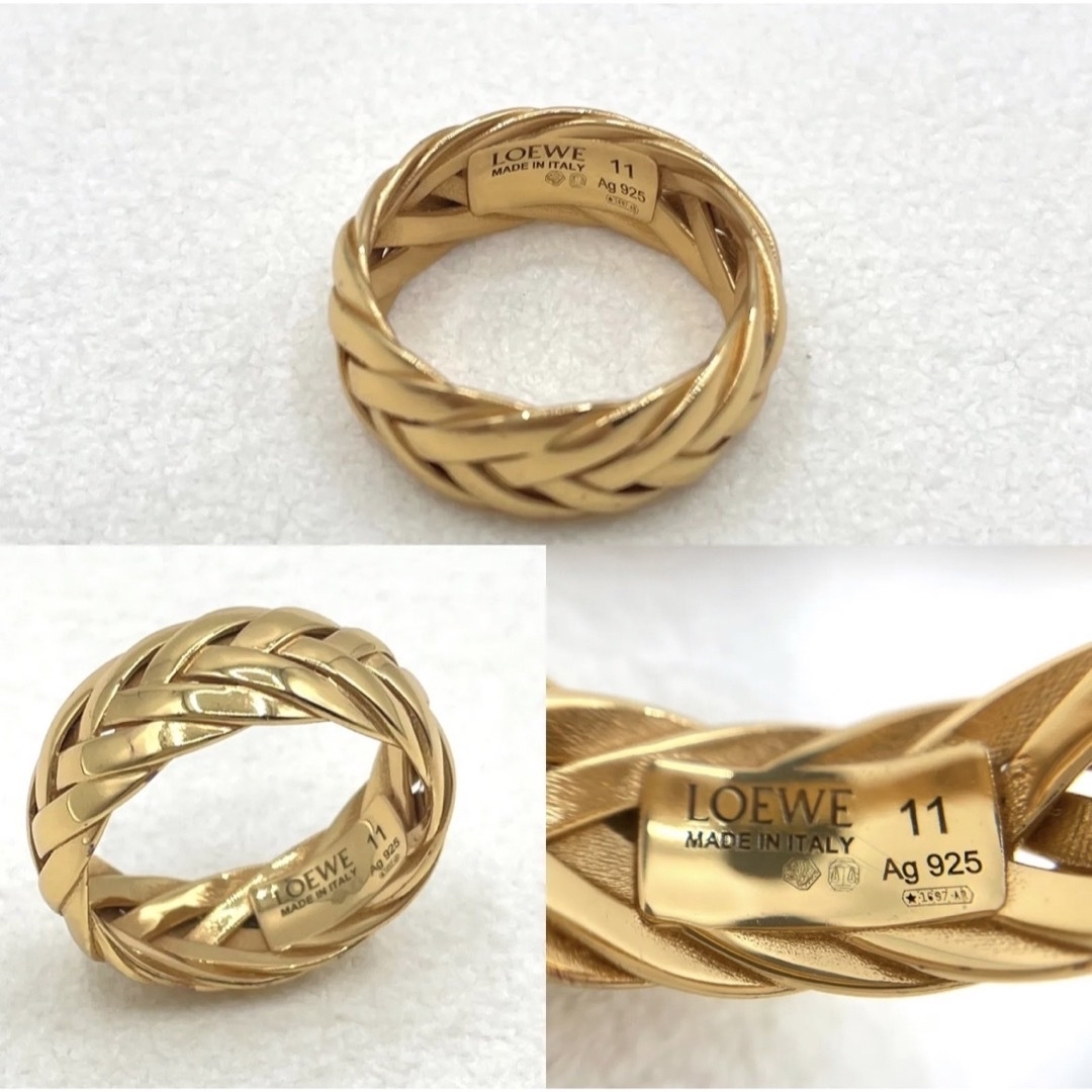 ロエベ BRAIDED RING ブレイデッド リングSV925 ゴールド仕上げ