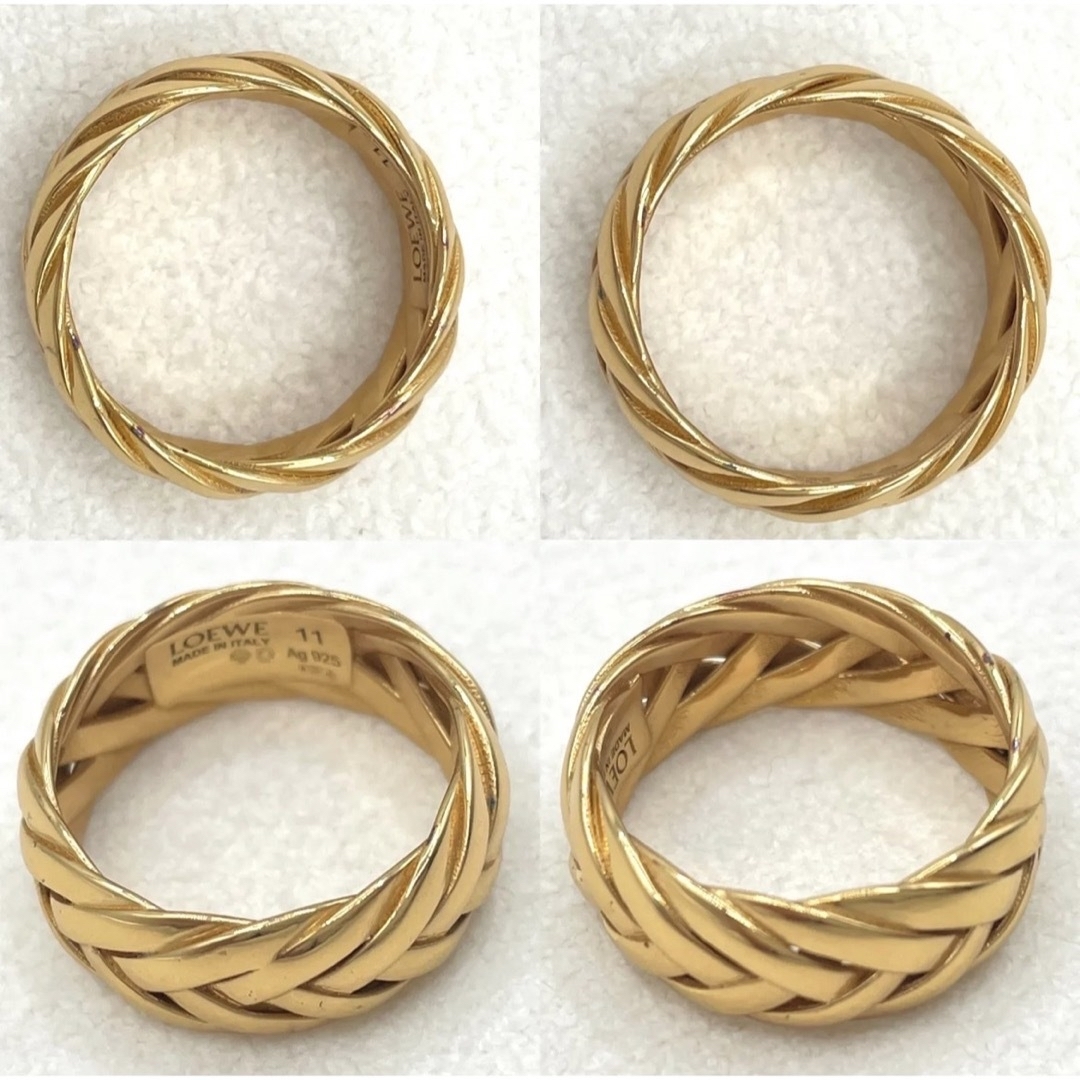 ロエベ BRAIDED RING ブレイデッド リングSV925 ゴールド仕上げ