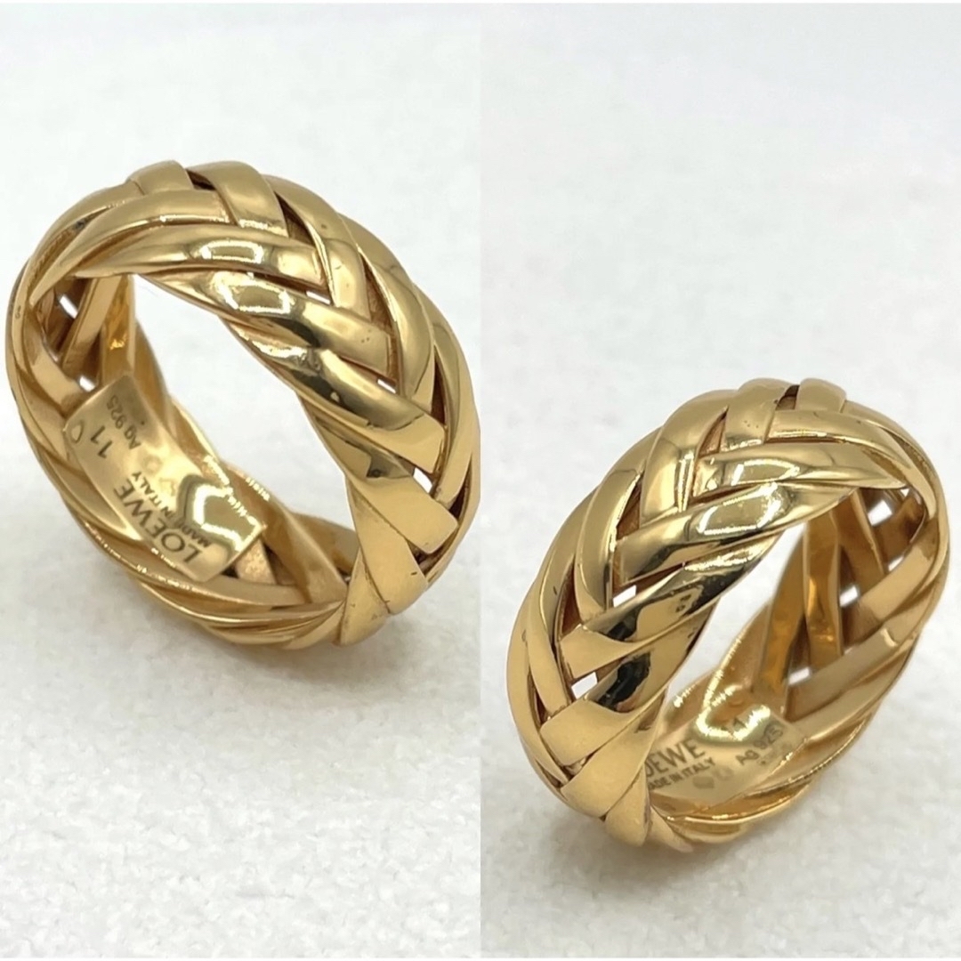 ロエベ BRAIDED RING ブレイデッド リングSV925 ゴールド仕上げ