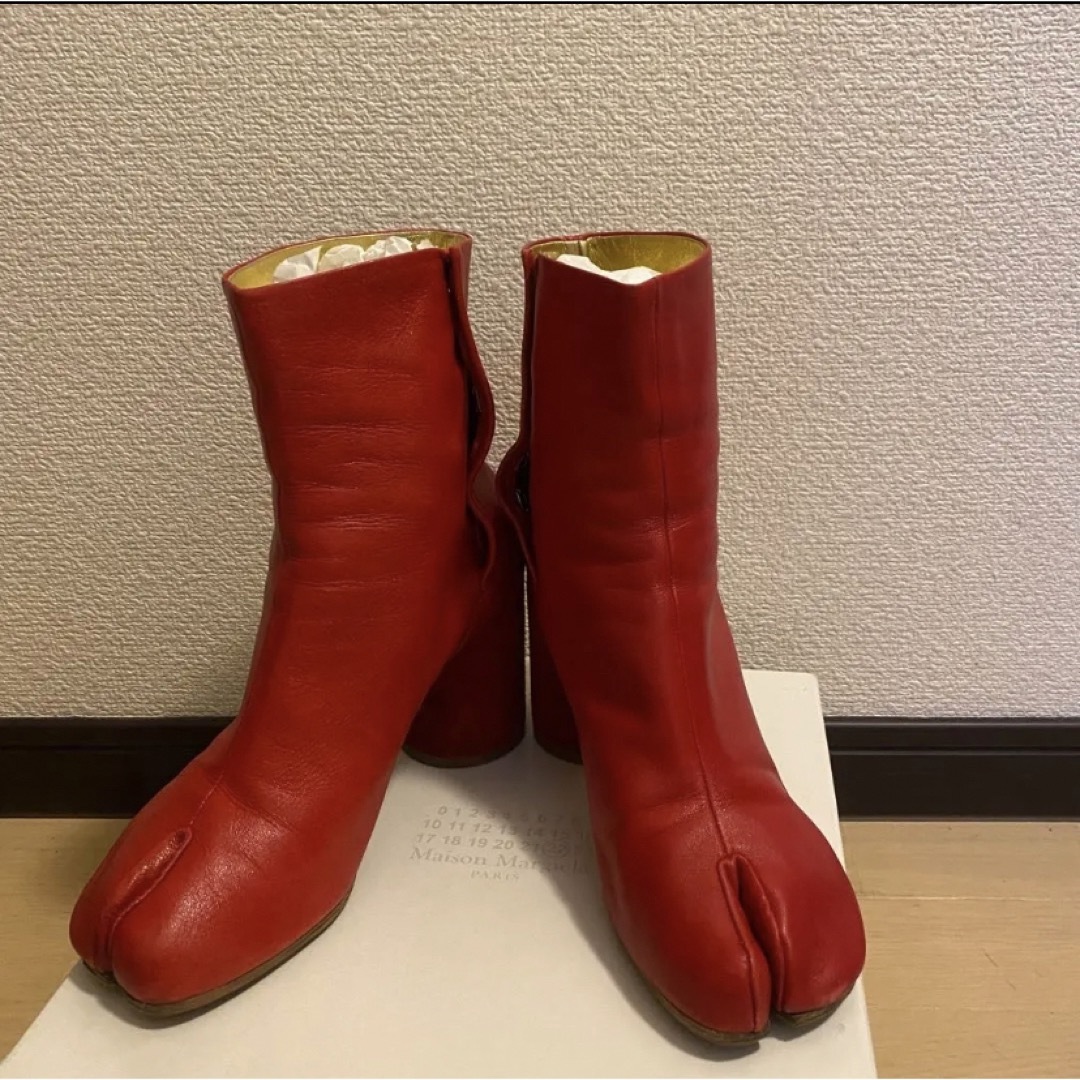 maison margiela タビブーツ tabi ブーツ レッド 40-