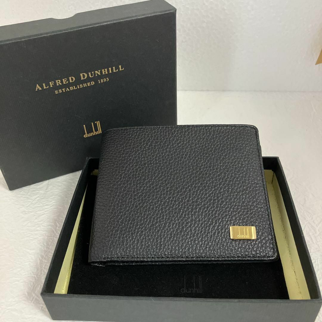 販売大阪 ALFRED DUNHILL 財布 二つ折り財布 黒 レザー プレゼント
