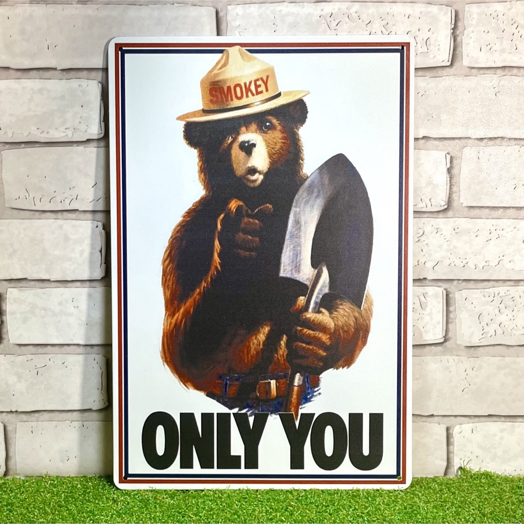 18番】スモーキー・ベア(Smokey The Bear)クマ ブリキ看板の通販 by
