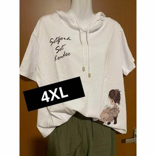 cotton  カジュアルTシャツ　プリントT シャツ　フード付き 半袖　韓国(Tシャツ(半袖/袖なし))