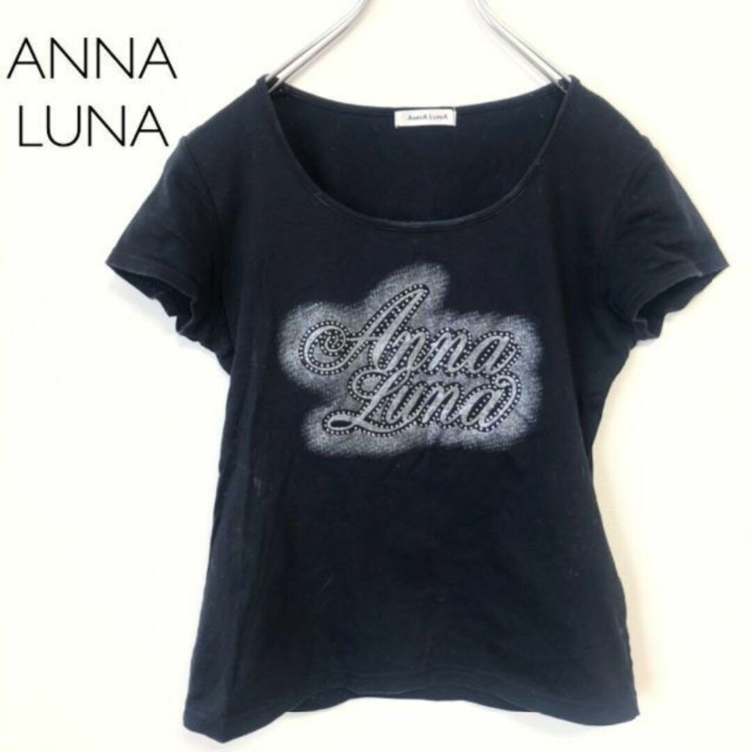 ANNA LUNA ロゴTシャツ【M】ビッグラメプリント　ビジュー　クール　黒 | フリマアプリ ラクマ