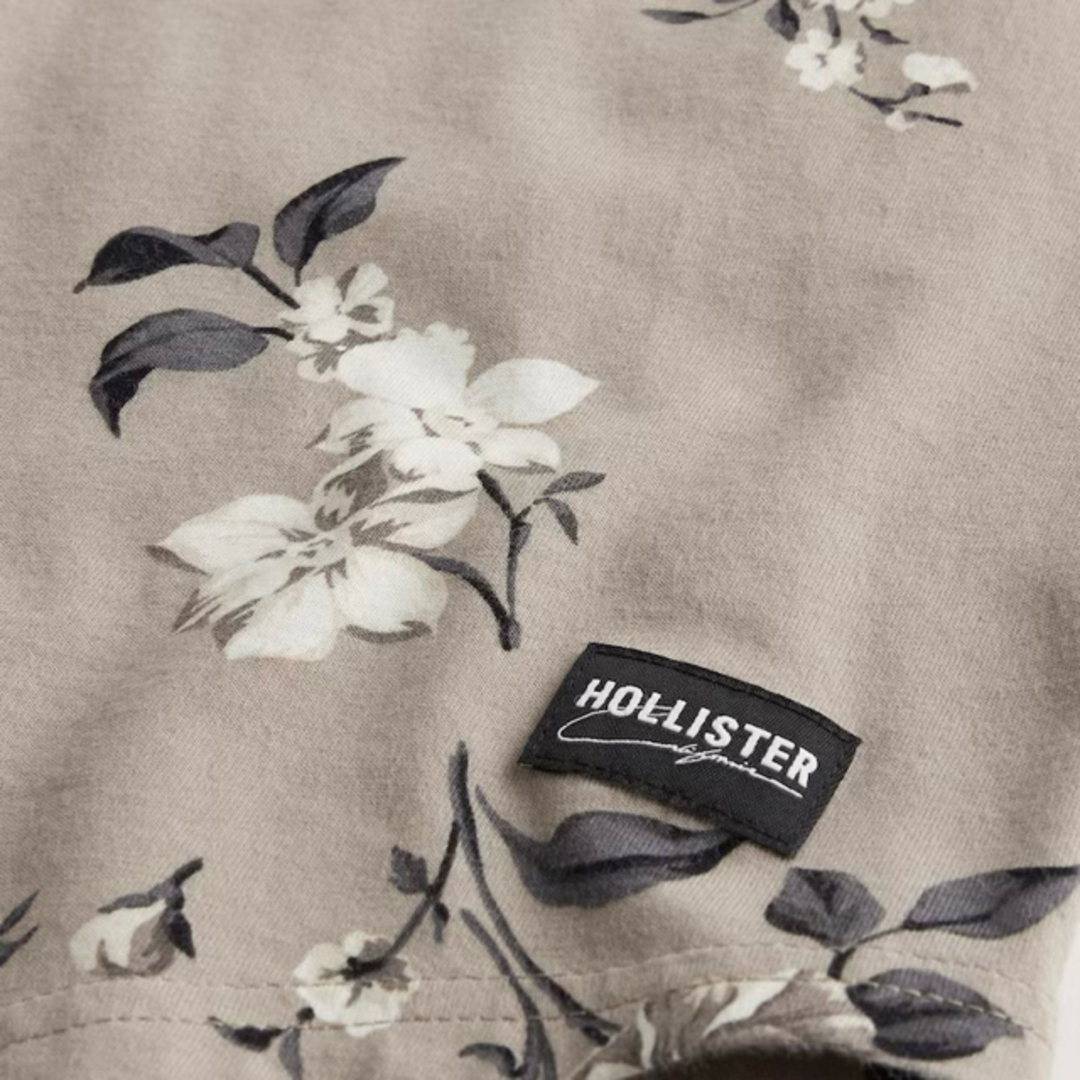 Hollister(ホリスター)の新品タグ付き☆ホリスターフローラルTシャツLベージュアバクロフラワー花柄 メンズのトップス(Tシャツ/カットソー(半袖/袖なし))の商品写真