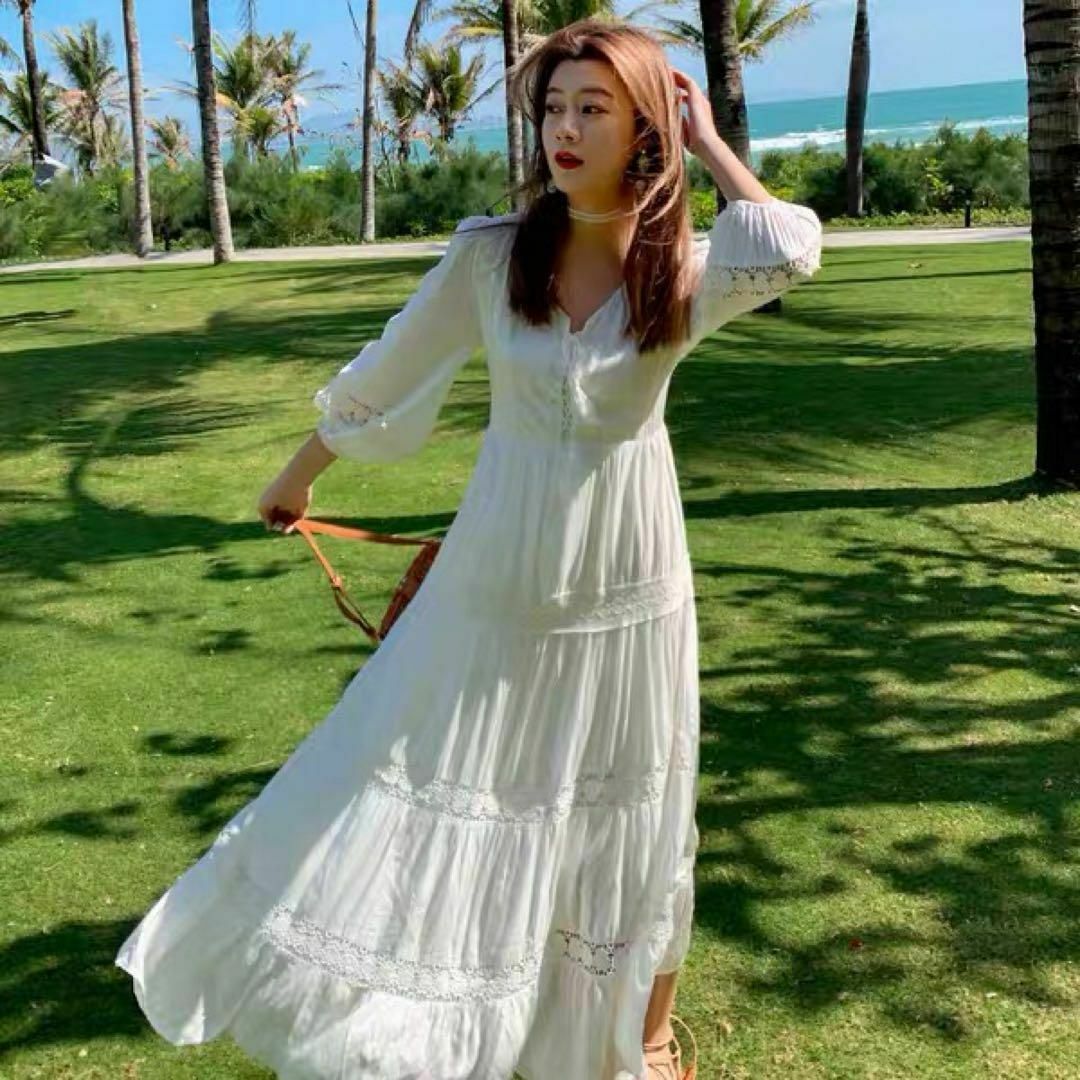 春夏コーデ❤️ロングワンピース ドレス パーティー 半袖 リゾート
