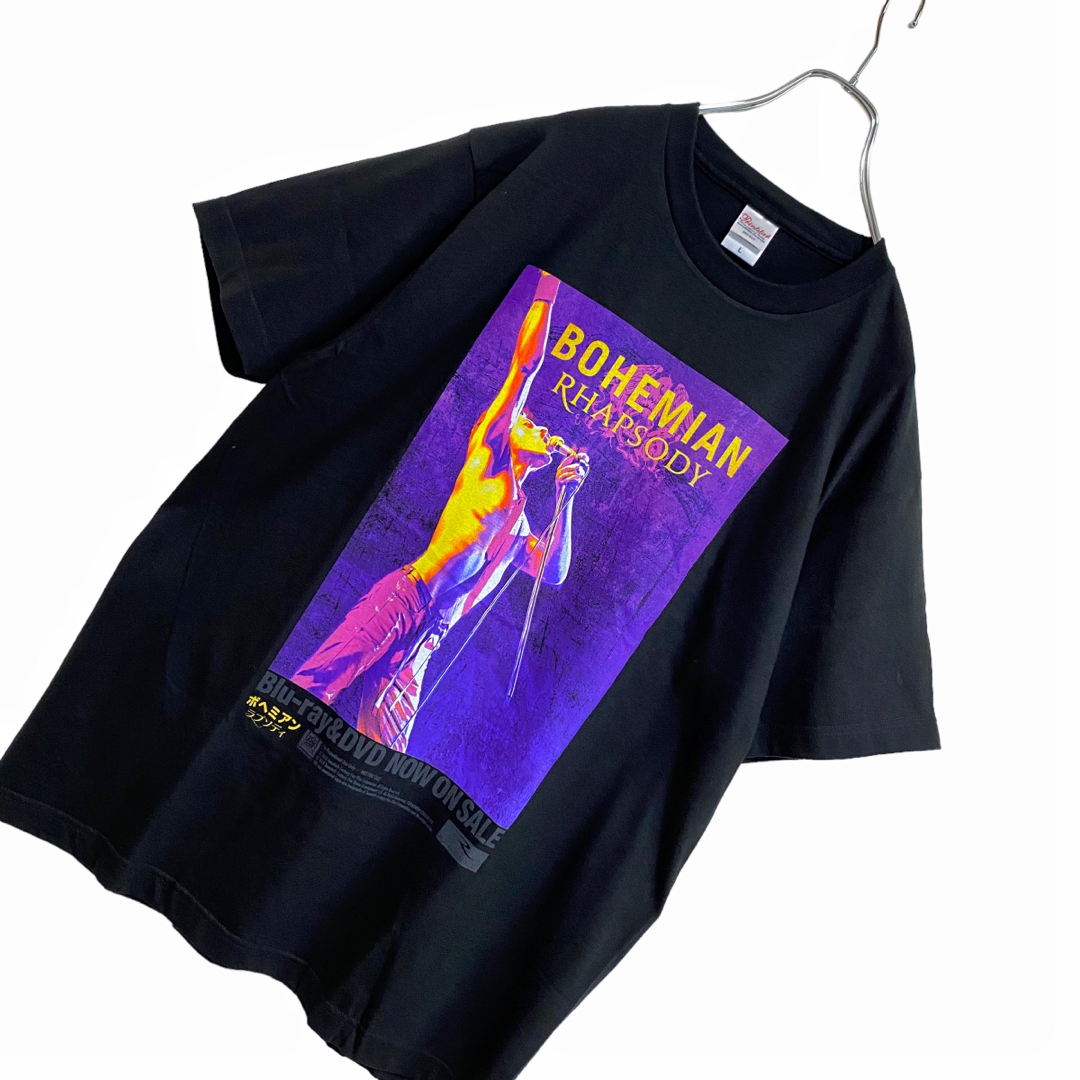 【レア】クイーン ボヘミアンラプソディ Tシャツ メンズ L 黒 古着 メンズのトップス(Tシャツ/カットソー(半袖/袖なし))の商品写真