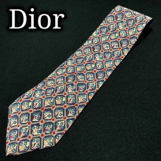 ディオールオム(DIOR HOMME)のディオール フラワーチェック グレー＆レッド ネクタイ A106-P11(ネクタイ)