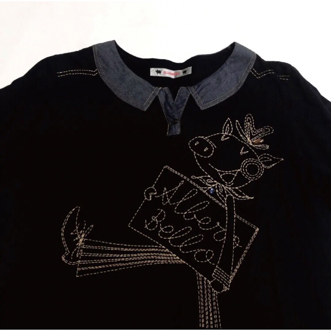 美品 OLLEBOREBLA アルベロベロ デニム ワンピース 刺繍 ブタさん