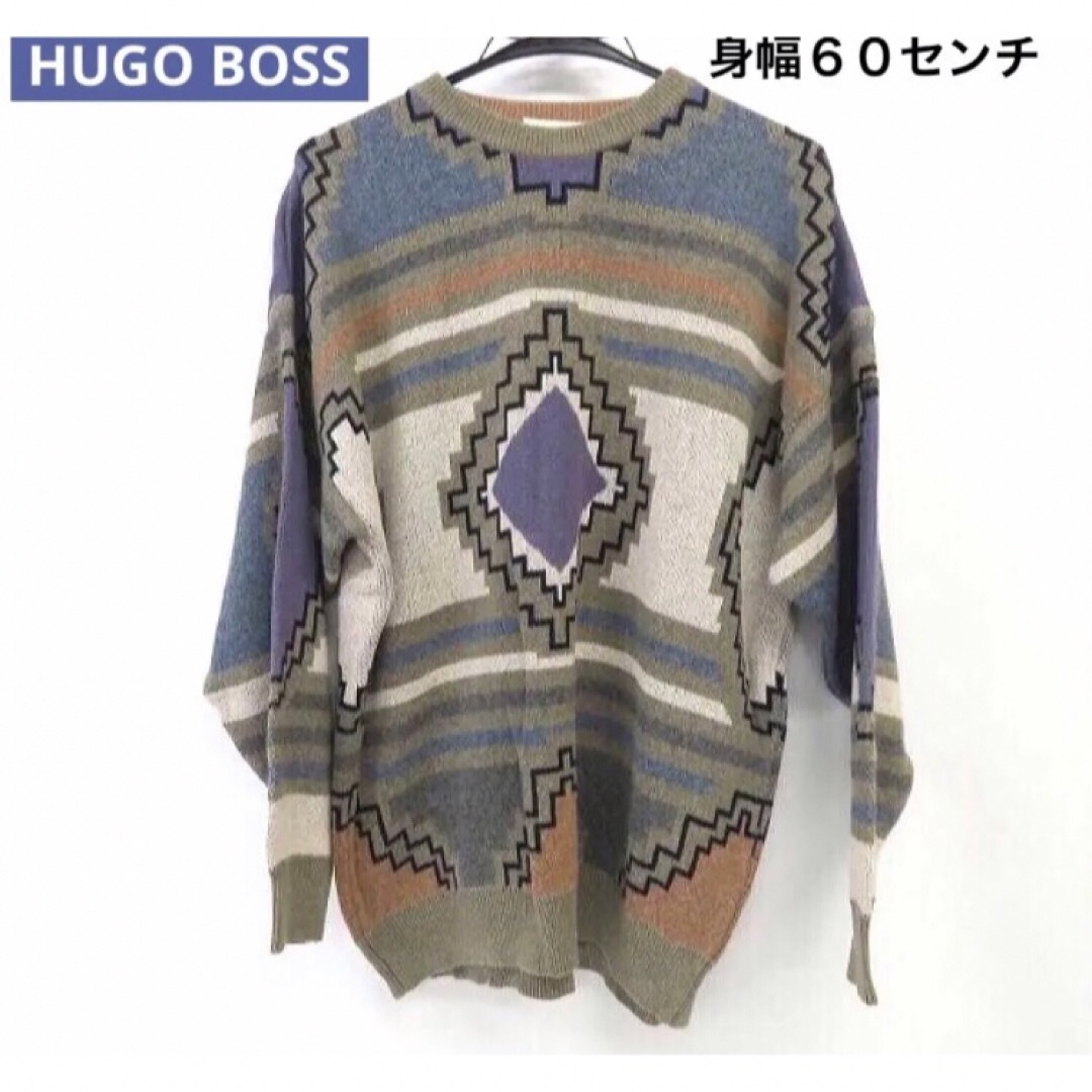 ◯ HUGO BOSS/ヒューゴボス 総柄 セーター