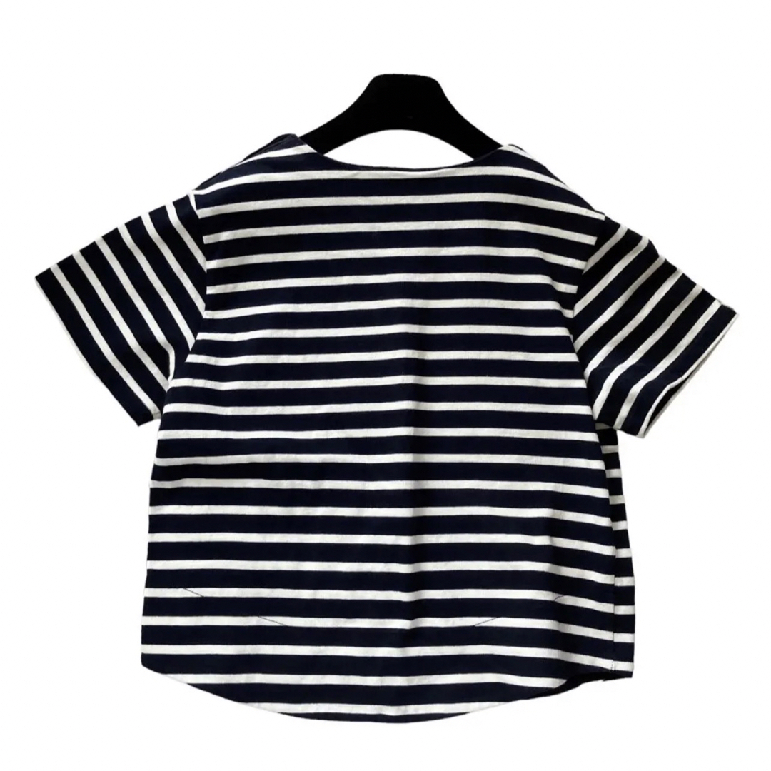 LagunaMoon(ラグナムーン)の美品ラグナムーンボーダー Tシャツ トップス肩金ボタン付きフリーサイズ レディースのトップス(カットソー(半袖/袖なし))の商品写真