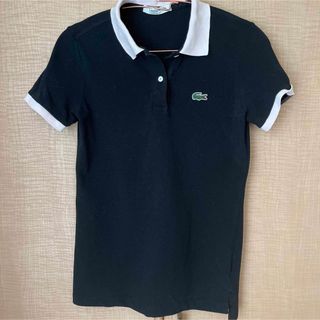 ラコステ(LACOSTE)のラコステ ポロシャツ 36 黒地に薄いピンク襟(ポロシャツ)