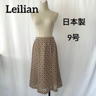 レリアン(leilian)のレリアン　leilian 総柄フレアスカート 膝丈スカート 9号　Msize(ひざ丈スカート)