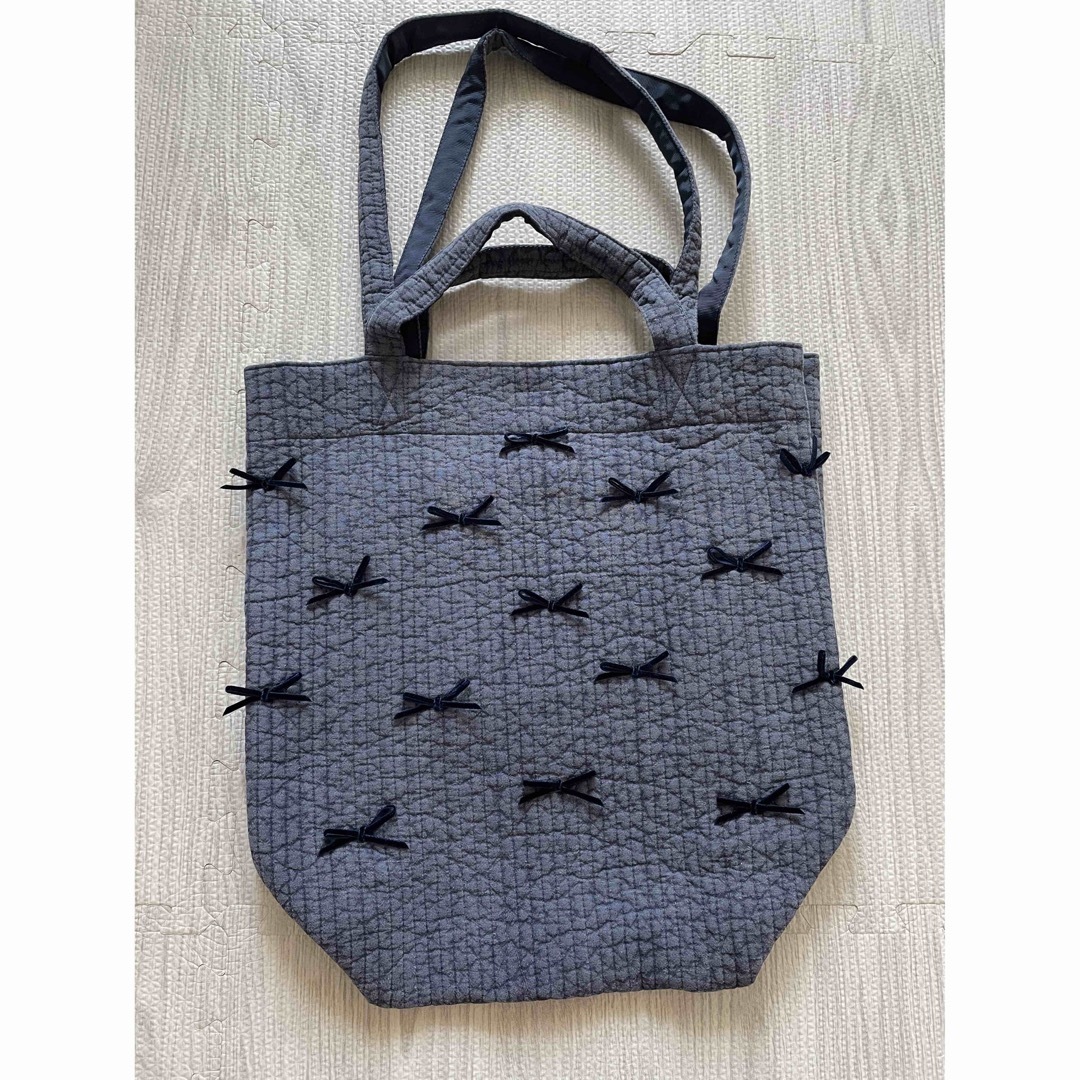 専用　gypsohila picnic bag(M)ネイビー リボンバッグ 2