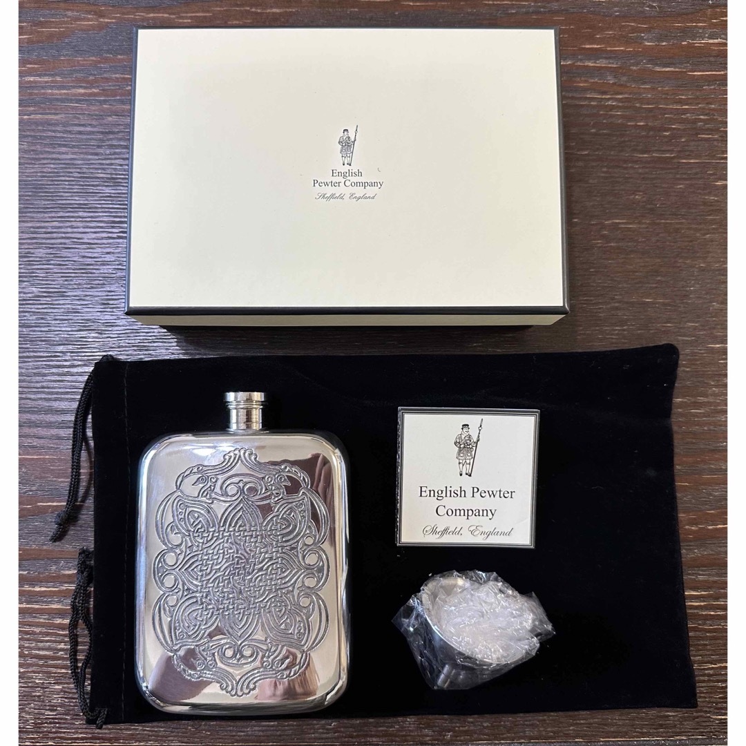 ENGLISH PEWTER 6oz ピューター ヒップフラスコ スキットル 錫の ENGLISH PEWTER 6oz ピューター ヒップフラスコ スキットル 錫の
