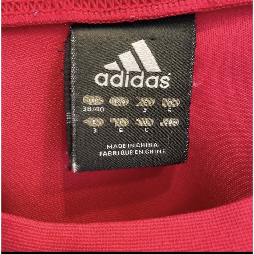 adidas(アディダス)の【美品】adidas ★三本ライン★サラッとドライ　半袖シャツ　メンズL 赤 メンズのトップス(シャツ)の商品写真