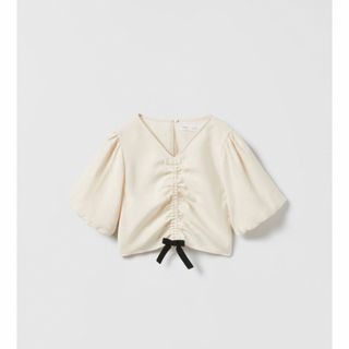 ザラキッズ(ZARA KIDS)のzara キッズ　コントラストギャザーディティールブラウス　トップス(ブラウス)