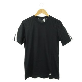 アディダス(adidas)のアディダス Tシャツ カットソー 半袖 3ストライプス ロゴ サッカー S 黒(その他)